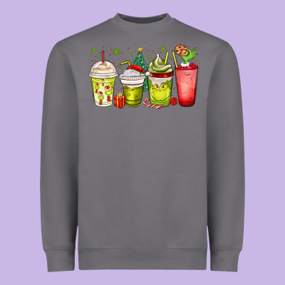 Christmas Characters Coffee Cups Heavyweight Sweatshirt Designed By Maliassmallbusiness