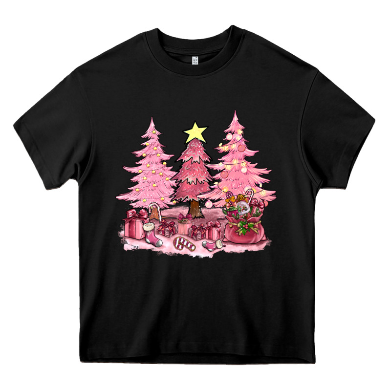 Pink Christmas Trees With Gift Box Bbs Heavy Core Tee by BundleAndBundleShop | Teevron