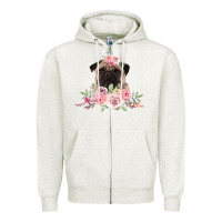 Oatmeal Heather Pug Zipper Hoodie - Bettercallsaul
