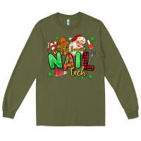 Army Green santas favorite nail tech Long Sleeve Tee - MaliasSmallBusiness
