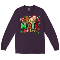 Plum santas favorite nail tech Long Sleeve Tee - MaliasSmallBusiness