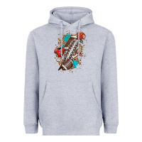 Heather Grey Football lightning bolt leopard Heavyweight Hoodie - HowdyJamesFarm