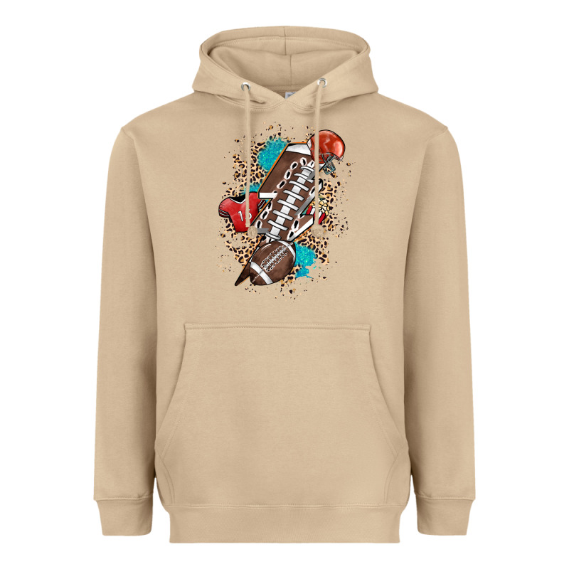 Football Lightning Bolt Leopard Heavyweight Hoodie by HowdyJamesFarm | Teevron