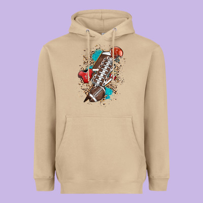 Football Lightning Bolt Leopard Heavyweight Hoodie Designed By Howdyjamesfarm