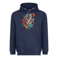 Navy Football lightning bolt leopard Heavyweight Hoodie - HowdyJamesFarm