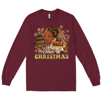 Burgundy have a melanin christmas  black woman Long Sleeve Tee - MaliasSmallBusiness
