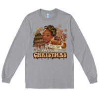 Heather Grey have a melanin christmas  black woman Long Sleeve Tee - MaliasSmallBusiness