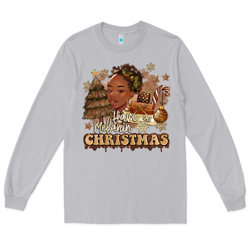 Have A Melanin Christmas  Black Woman Long Sleeve Tee by MaliasSmallBusiness | Teevron