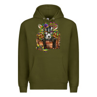 Army Green mardi gras goat Premium Hoodie - CowGirlArtShop