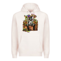 Pale Pink mardi gras goat Premium Hoodie - CowGirlArtShop