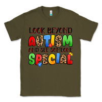 Army Green look beyond autism and see someone special Classic Tee - JahusDesignShop