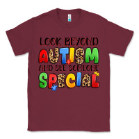 Burgundy look beyond autism and see someone special Classic Tee - JahusDesignShop