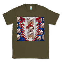 Army Green Baseball Mom Classic Tee - CowhideDigitalArt