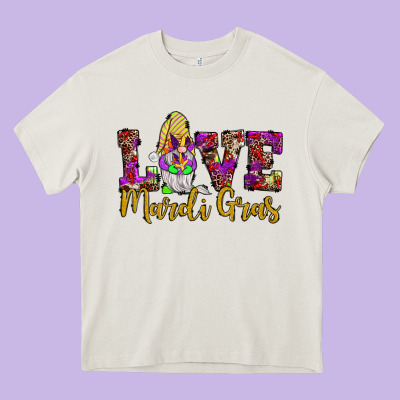 Love Mardi Gras Gnome Heavy Core Tee Designed By Jahusdesignshop