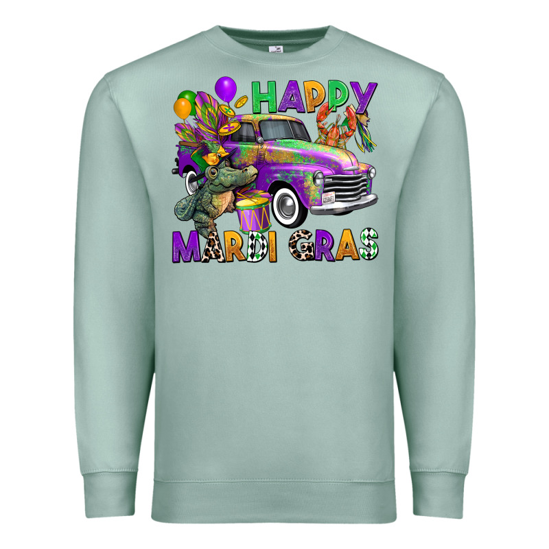 Happy Mardi Gras Truck Premium Sweatshirt by CowGirlArtShop | Teevron