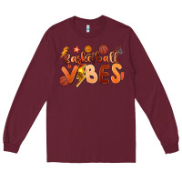 Burgundy basketball vibes Long Sleeve Tee - MaliasSmallBusiness