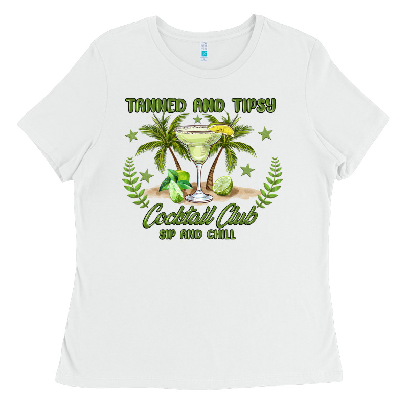Tanned And Tipsy Cocktail Club Sip And Chill Ladies Tee by JahusDesignShop | Teevron