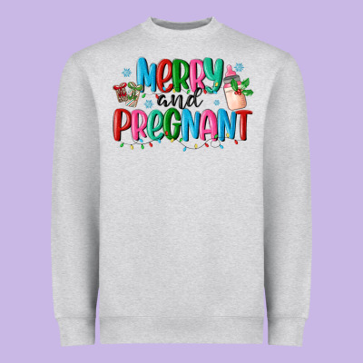Merry And Pregnant Heavyweight Sweatshirt Designed By Maliassmallbusiness