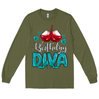 Army Green birthday diva turquoise Long Sleeve Tee - MaliasSmallBusiness