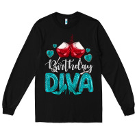 Black birthday diva turquoise Long Sleeve Tee - MaliasSmallBusiness