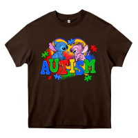 Chocolate Brown autism stitch with lilo Heavy Core Tee - AdoDesignShop