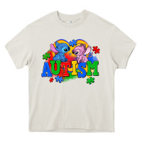 Cream autism stitch with lilo Heavy Core Tee - AdoDesignShop