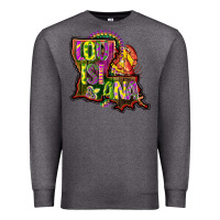Charcoal Heather louisiana map Premium Sweatshirt - CowGirlArtShop