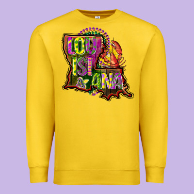 Louisiana Map Premium Sweatshirt Designed By Cowgirlartshop