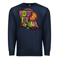 Navy louisiana map Premium Sweatshirt - CowGirlArtShop