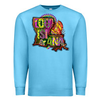 Ocean Blue louisiana map Premium Sweatshirt - CowGirlArtShop