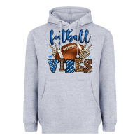 Heather Grey Football vibes blue and grey team color Heavyweight Hoodie - HowdyJamesFarm
