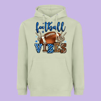 Football Vibes Blue And Grey Team Color Heavyweight Hoodie Designed By Howdyjamesfarm