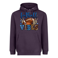 Plum Football vibes blue and grey team color Heavyweight Hoodie - HowdyJamesFarm