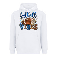 White Football vibes blue and grey team color Heavyweight Hoodie - HowdyJamesFarm
