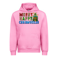 Fuchsia Pink merry happy chrismukkah Urban Hoodie - FaDigitalArtStudio