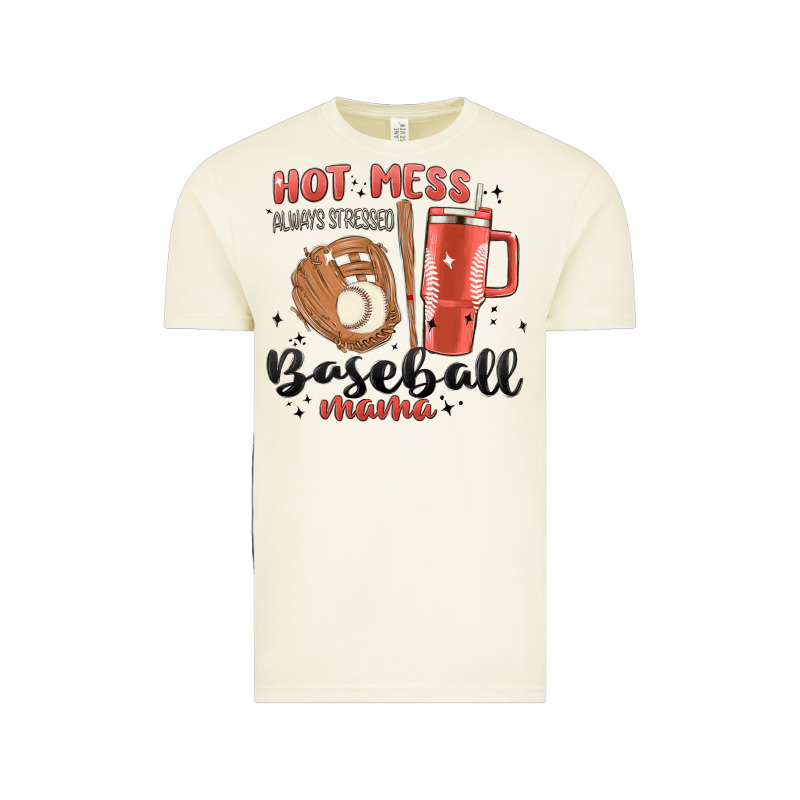 Hot Mess Always Stressed Baseball Mama Stanley Cup Vintage Tee by MaliasSmallBusiness | Teevron