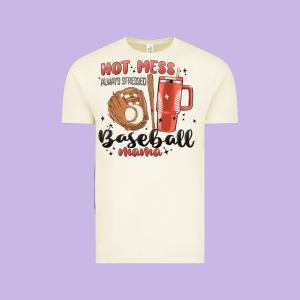 Hot Mess Always Stressed Baseball Mama Stanley Cup Vintage Tee Designed By Maliassmallbusiness