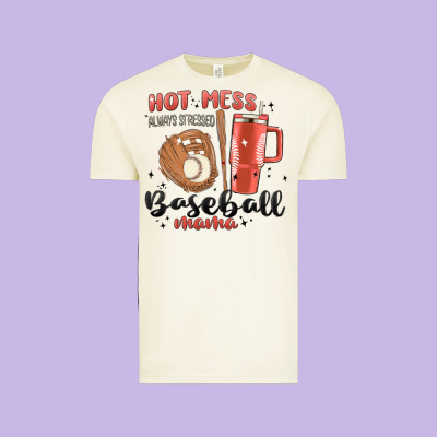 Hot Mess Always Stressed Baseball Mama Stanley Cup Vintage Tee Designed By Maliassmallbusiness
