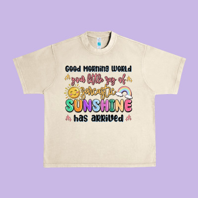 Good Morning World Your Little Ray Of Sarcastic Urban Heavy Tee Designed By Maliassmallbusiness