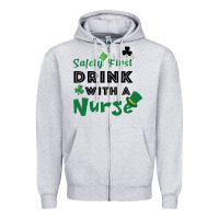 Heather Grey Safety First Drink With A Nurse Zipper Hoodie - Bettercallsaul