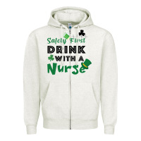 Oatmeal Heather Safety First Drink With A Nurse Zipper Hoodie - Bettercallsaul
