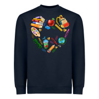 Navy teacher heart custom Heavyweight Sweatshirt - NancyCooperArtShop