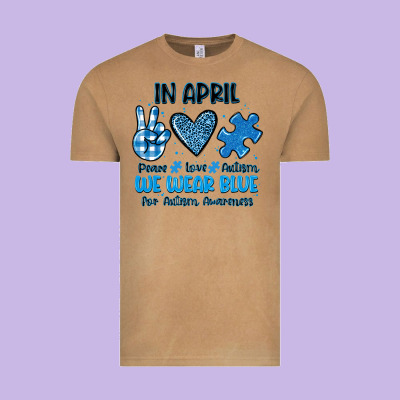 In April We Wear Blue Vintage Tee Designed By Jahusdesignshop