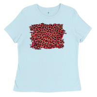 Baby Blue pink leopard background Ladies Tee - RanaPortraitStore