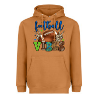 Football Vibes Green And Blue Heavyweight Hoodie | Teevron