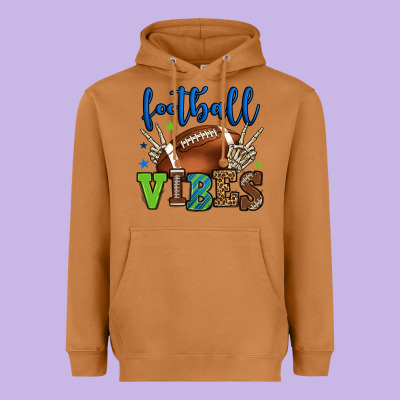 Football Vibes Green And Blue Heavyweight Hoodie Designed By Howdyjamesfarm
