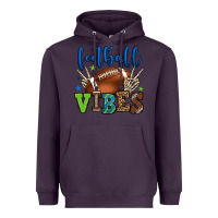 Plum Football vibes green and blue Heavyweight Hoodie - HowdyJamesFarm