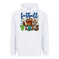 White Football vibes green and blue Heavyweight Hoodie - HowdyJamesFarm