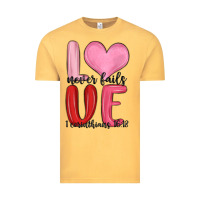 Vintage Mustard love never fails valentine s day Vintage Tee - MaliasSmallBusiness