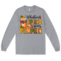 Heather Grey whatever spices your pumpkin Long Sleeve Tee - MaliasSmallBusiness